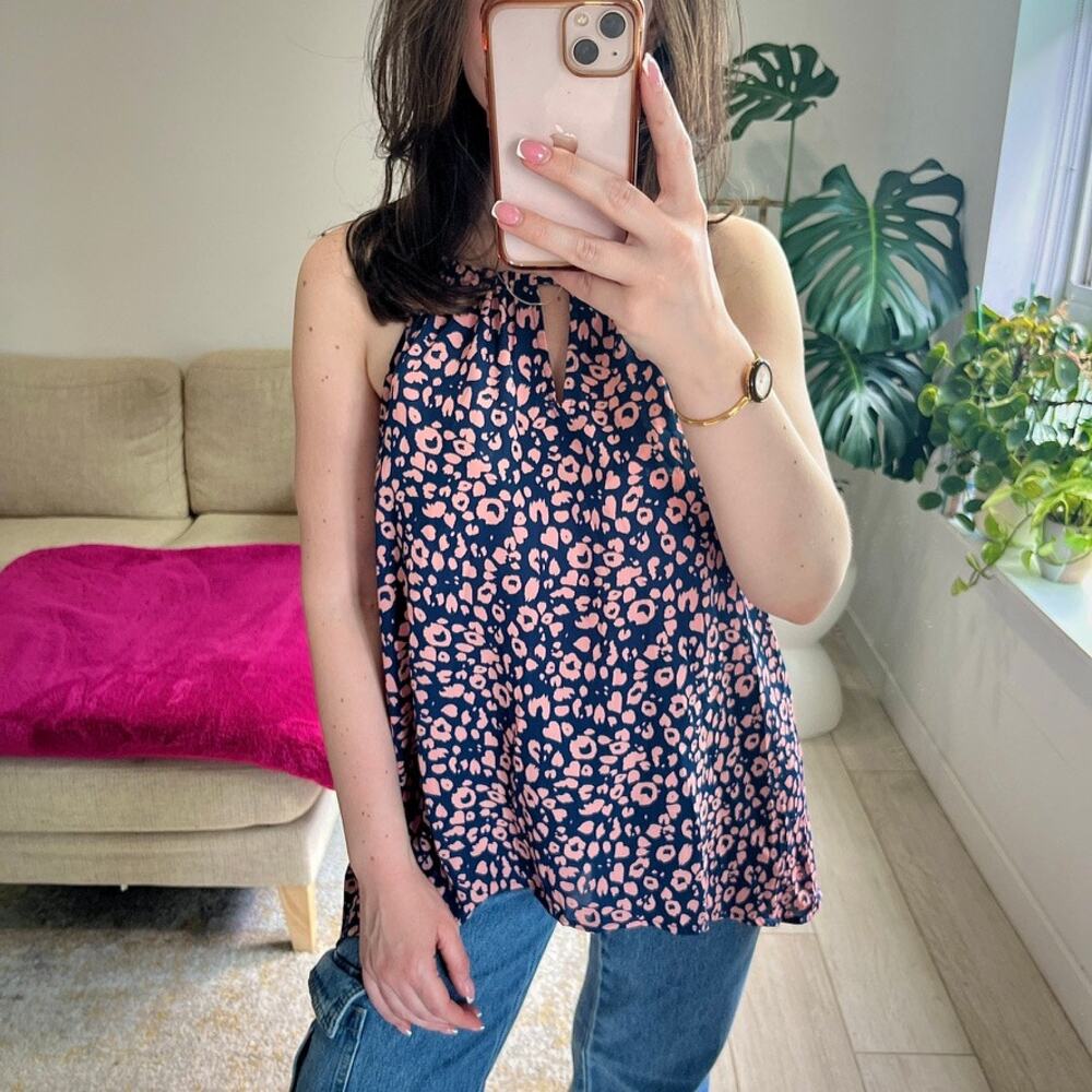 Collective Concepts Blue & Pink Animal Print Tank Size Large
